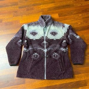 Cabelas Vintage Aztec Fleece Zip Jacket Womens Southwest Pockets L